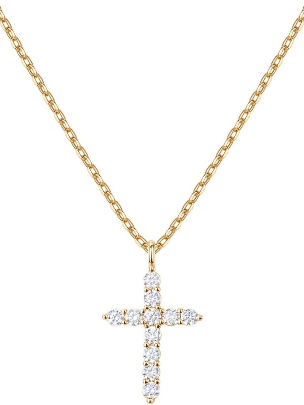 14K Gold Plated Cubic Zirconia Cross Necklace for Women | Cross Faith Pendant Ne